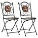 Anself 2 Piece Garden Bistro Chairs Folding Ceramic Seat Iron Frame Outdoor Dining Chair Brown for Patio Balcony Backyard 20.5 x 14.6 x 34.3 Inches (W x D x H)