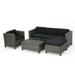 GDF Studio Venice Outdoor Wicker 4 Seater Sectional Sofa Chat Set with Ottoman Mixed Black and Dark Gray