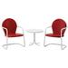 Crosley Furniture Griffith 3 Piece Metal Patio Conversation Set in Bright Red