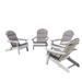 GDF Studio Cartagena Outdoor Acacia Wood Folding Adirondack Chairs with Cushions Set of 4 White and Gray