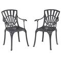 Homestyles Grenada Aluminum Outdoor Chair Pair in Charcoal