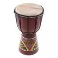 Meterk 6in African Djembe Drum Hand-Carved Solid-Wood Goat-Skin Traditional African Musical Instrument