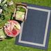 CAMILSON Bordered Washable Indoor Outdoor Area Rug Blue 6 x 9