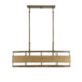 Savoy House 1-7770-4-177 Arcadia 4 Light Linear Chandelier in Warm Brass with Natural Rattan (12 W x 15 H)