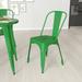 Merrick Lane Indoor/Outdoor Green Stacking Metal Dining Chair with Single Slat Back and Distressed Powder Coated Finish