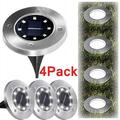 Solar Garden Lights Outdoor 8 LED In-ground Lights Landscape Lighting Stainless Steel Pathway Lights for Walkway Patio Yard Lawn Driveway Flowerbed Courtyard (4 Pack)