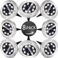 Solar Ground Lights - 8 Pack 8 LED Solar Lights Outdoor Garden Waterproof Sidewalk Disk In-Ground Landscape Lighting(Cold Whiteï¼‰