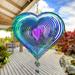 GUSTVE 3D Heart Wind Spinner Metal Stainless Steel Heart Wind Catchers with Hook Hanging Wind Spinner Rotatable Love Heart Wind Chimes