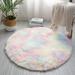 Fluffy Colorful Shag Round Area Rug Plush Carpet For Kids Girls Living Room Bedroom Decor Multicolor Area Rug (Round)