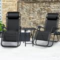 Homall Outdoor Zero Gravity Chair Folding Recline Patio Portable Lounge Chairs Set of 3 with Cupholder and Table Black