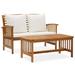 vidaXL Patio Furniture Set 2 Piece Bench Seat with Table Solid Acacia Wood