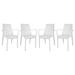 LeisureMod Kent Modern Outdoor Stackable Dining Armchair in White Set of 4