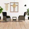 Suzicca 3 Piece Patio Set with Cushions Poly Rattan Brown
