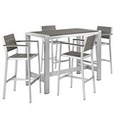 Modern Contemporary Urban Design Outdoor Patio Balcony Five PCS Dining Chairs and Table Set Grey Gray Aluminum