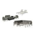 Coral Bay Outdoor Sofa and Chat Set with Lounges and Dark Grey Firepit Khaki