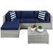 Best Choice Products 5-Piece Modular Outdoor Conversational Furniture Set Wicker Sectional Sofa w/ Table - Gray/Navy