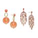 INC International Concepts Gold-Tone Coral Stone & Bead Rose Gold Stone Chandelier â€“ 2 Pack