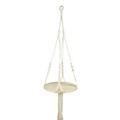 HGYCPP Nordic Macrame Plant Hanger with Round Wooden Plate Tray Woven Tassels Indoor Hanging Planter Shelf Flower Pot Holder