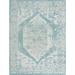 Unique Loom Valeria Indoor/Outdoor Traditional Rug Aqua/Ivory 10 x 13 1 Rectangle Medallion Traditional Perfect For Patio Deck Garage Entryway