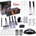 Griddle Accessories 32Pcs Flat Top Grill Accessories Griddle Accessories Kit with Griddle Spatula Scraper Tongs and Egg Rings Stainless Steel Griddle Tools Set for Outdoor BBQ and Camping