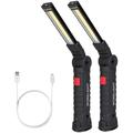 LED Work Light COB Rechargeable Work Light 5 Modes Bright Magnetic Base 360Â°Rotate LED Flashlight Inspection Light for Car Repair Household and Emergency Use(2 Pack)