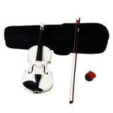 Lowestbest 4/4 Acoustic Violin Solid Wood Violin Acoustic Starter Kit with Violin Fiddle Case Bow Rosin Violin Outfit Set White