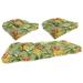 Jordan Manufacturing 3-Piece Luau Breeze Green Tropical Tufted Outdoor Cushion with 1 Wicker Bench Cushion and 2 Wicker Seat Cushions