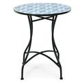 Gymax Mosaic Patio Round Bistro Table Outdoor Dining Table Garden Plant Stand