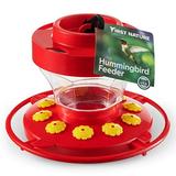 Hummingbird Feeder 16 oz. Plastic Hummingbird Feeders for Outdoors - with Built-in Ant Guard - Circular Perch with 10 Feeding Ports/Wide Mouth for Easy Filling/2 Part Base for Easy Cleaning