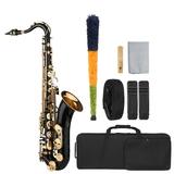 Eccomum B-flat Tenor Saxophone Bb Black Lacquer Sax with Instrument Case Mouthpiece Reed Neck Strap Cleaning Cloth Brush for Musicians Beginners