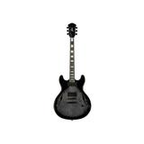 Monoprice Indio Boardwalk Flamed Maple Hollow Body Electric Guitar with Gig Bag Charcoal