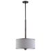 Woodbridge Lighting Drum 3-Light Fabric Pendant in Bronze/Gray