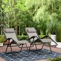 Mainstays Reclining Zero-Gravity Outside Lounge Chair with Cup Holder Set of 2 Gray