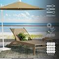GDF Studio Stetson Outdoor Acacia Wood and Flat Wicker Chaise Lounge Light Brown and Light Multibrown