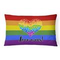 Caroline s Treasures Gay Pride Love Wins Mosaic Heart Canvas Fabric Decorative Pillow