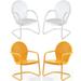 Home Square Griffith 4 Piece Metal Patio Chair Set in Tangerine and White