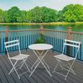 Acantha 3 Piece Comfortable Backyard Furniture Set â€“ Two Sitting Chairs With a Cafe Table - White