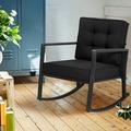 Costway Patio Rattan Rocker Chair Outdoor Glider Rocking Chair Cushion Lawn Black