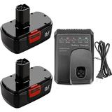 2Packs 19.2 Volt 3.6Ah Replacement for Craftsman 19.2V Battery Ni-MH C3 DieHard 130279005 130279003 130279017 and Battery Charger for Craftsman 9.6V-19.2 Volt Lithium-ion & Ni-Cad & Ni-MH Battery