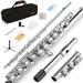 Eastar C Flutes 16 Keys Closed Hole Flute for Beginner Kids Student Musical Instrument with Cleaning Kit Carrying Case Stand Glove Tuning Rod Nickel EFL-1