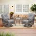 Syngar 3 Piece Patio Swivel Chairs Swivel Conversation Set with Gray Cushions and Coffee Table Outdoor All Weather Wicker Bistro Furniture Set for Porch Lawn Balcony Backyard D8002