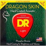 DR Strings Dragon Skin Clear Coated Phosphor Bronze Medium Acoustic Guitar Strings (12-54) 2 Pack