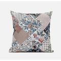 Arizona Floral Patches Suede Blown and Closed Pillow by Amrita Sen in White Pink