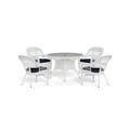 Tortuga Outdoor Portside 5 Piece Wicker Dining Set (4 chairs 48 dining table) White Wicker Navy Cushion
