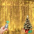 300 LED Curtain Lights Upgrade LED Window Fairy Lights 8 Lighting Modes 9.9x9.9Ft Fairy String Lights Patio Hanging Wall Lights with Remote Control Window Icicle Xmas String Lights for Decor