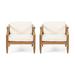 GDF Studio Bianca Outdoor Acacia Wood Club Chairs with Cushions Set of 2 Teak and Cream