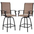 Madison 2 Piece Iron Frame Solid High Seating Patio Swivel Bar Stool Chair