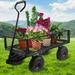 DreamBuck Garden Cart Heavy-Duty Wagon Cart 660LBS Capacity Steel Mesh Garden Cart Pullable Outdoor Utility Wagon with Removable Sides 10in Non-Slip Tires 180-Degree Steering Handle for Yard Farm