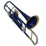 Trombone bb pitch blue with hard case and mouthpiece professional