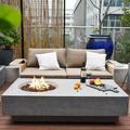 Modernview 56 Inch Rectangular Concrete Propane Fire Pit Table in Light Gray By Lakeview Outdoor Designs